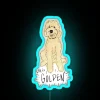 Vibrant golden doodle inspired LED neon sign artwork decor lamp