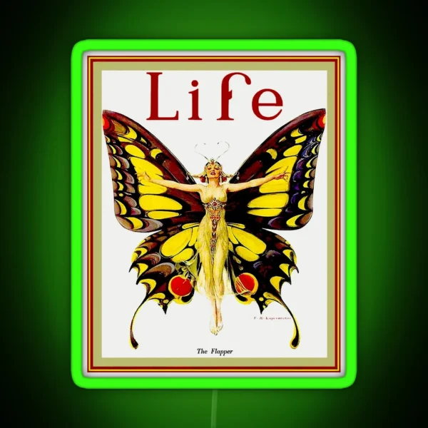 LIFE Vintage 1922 Flapper Advertising Print RGB Neon Sign