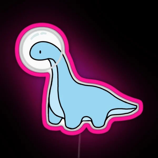 Light Blue Astronaut Dinosaur Brontosaurus Brachiosaurus RGB Neon Sign