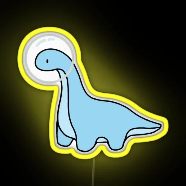 Light Blue Astronaut Dinosaur Brontosaurus Brachiosaurus RGB Neon Sign