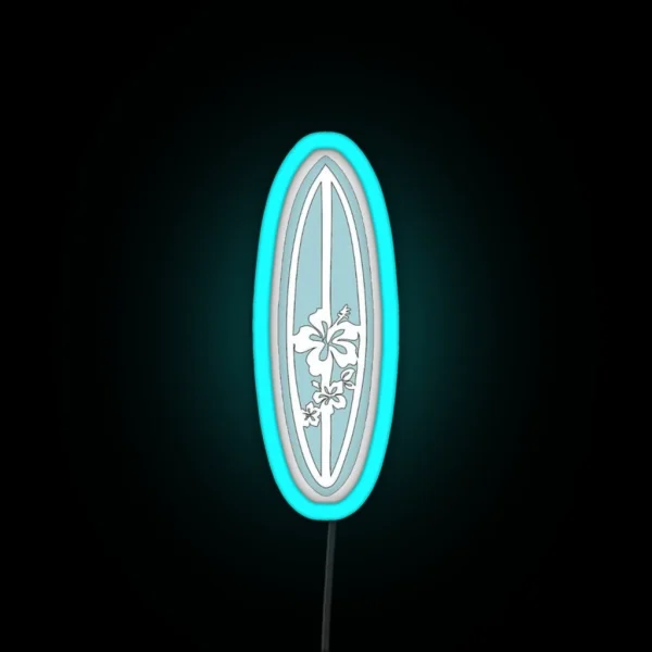 Light Blue Coconut Girl Surf Board RGB Neon Sign
