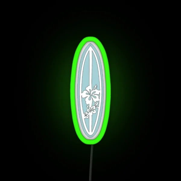 Light Blue Coconut Girl Surf Board RGB Neon Sign