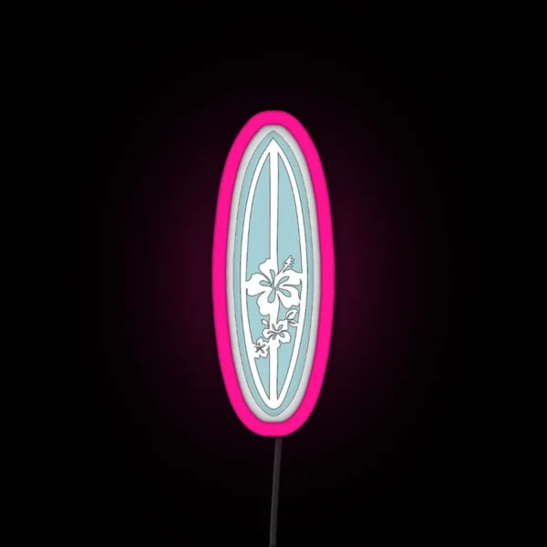 Light Blue Coconut Girl Surf Board RGB Neon Sign