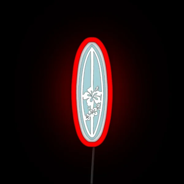 Light Blue Coconut Girl Surf Board RGB Neon Sign