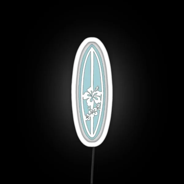 Light Blue Coconut Girl Surf Board RGB Neon Sign