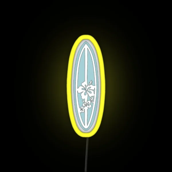 Light Blue Coconut Girl Surf Board RGB Neon Sign