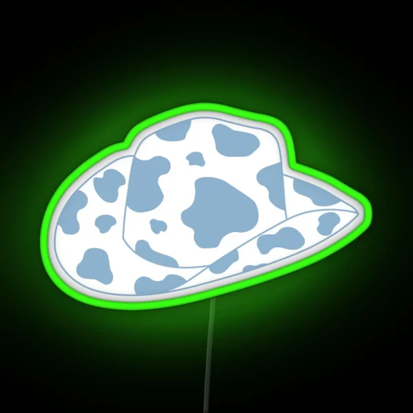 Light Blue Cow Print Cowboy Hat RGB Neon Sign
