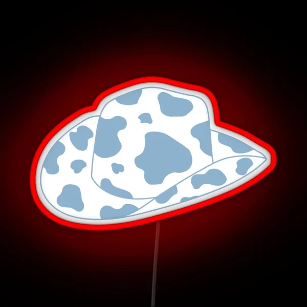 Light Blue Cow Print Cowboy Hat RGB Neon Sign