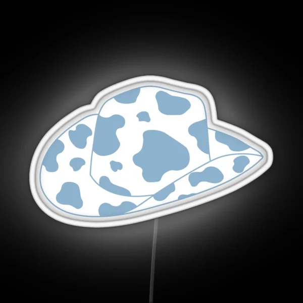 Light Blue Cow Print Cowboy Hat RGB Neon Sign