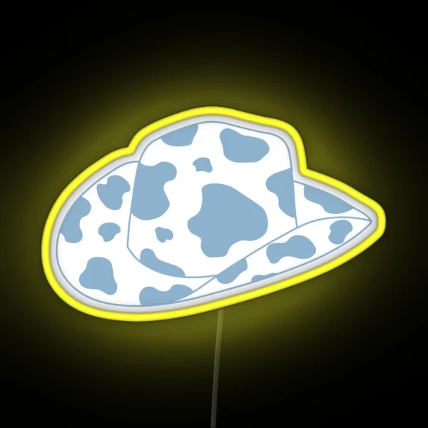 Light Blue Cow Print Cowboy Hat RGB Neon Sign