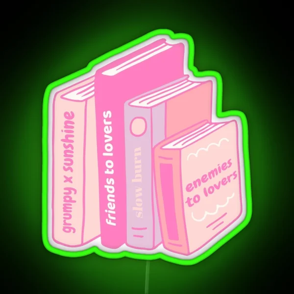 Light Pink Romance Tropes As Pile Of Books RGB Neon Sign