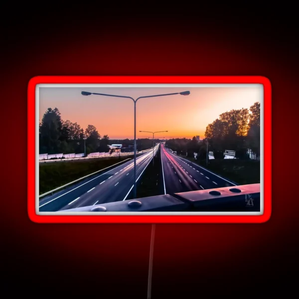 Light Trail And Sunset RGB Neon Sign