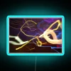 Vibrant RGB Exit Sign with Neon Lighting Trail Effects