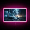 Dynamic, hand-crafted light trail art in vibrant RGB neon style.