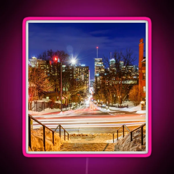 Light Trails Downtown Montreal RGB Neon Sign