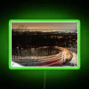 RGB Neon Road Sign with Twinkling Nighttime Light Trail Effect