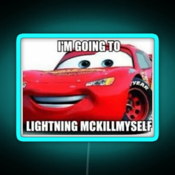 Lightning Mcqueen Reaction Meme RGB Neon Sign