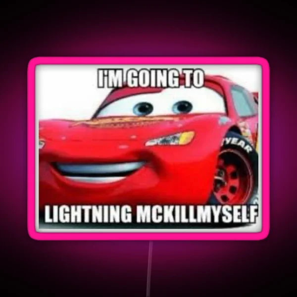 Lightning Mcqueen Reaction Meme RGB Neon Sign