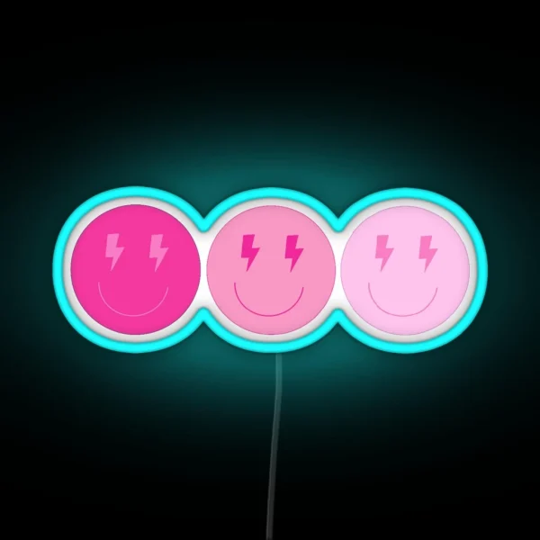 Lightning Pink Smiley 3 RGB Neon Sign