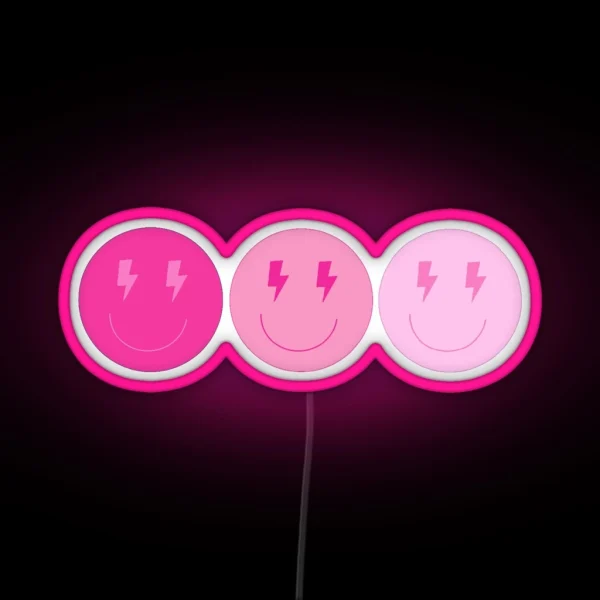 Lightning Pink Smiley 3 RGB Neon Sign