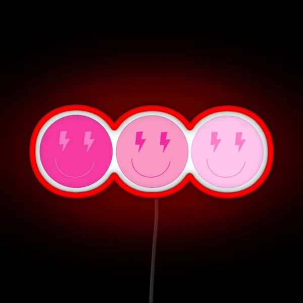 Lightning Pink Smiley 3 RGB Neon Sign