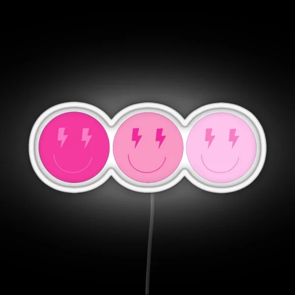 Lightning Pink Smiley 3 RGB Neon Sign