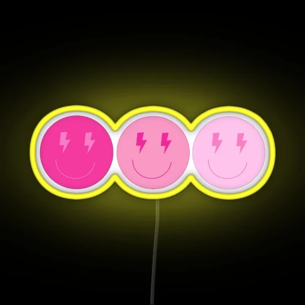 Lightning Pink Smiley 3 RGB Neon Sign