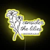 RGB LED neon scripture verse sign with feminine floral design.