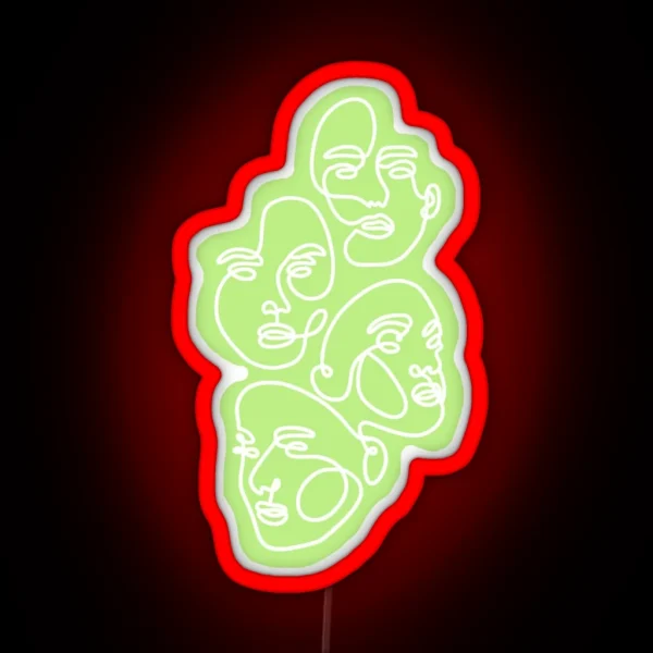 Lime Green Abstract Faces RGB Neon Sign