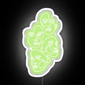 Lime Green Abstract Faces RGB Neon Sign