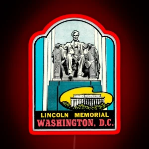 Lincoln Memorial Washington DC Vintage Travel Decal RGB Neon Sign