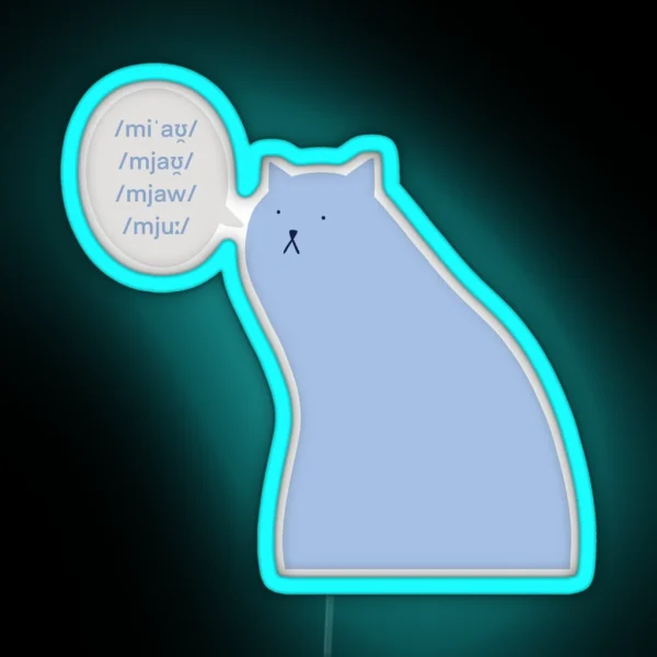 Linguistics Cat Meowing RGB Neon Sign