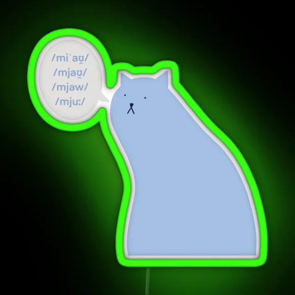 Linguistics Cat Meowing RGB Neon Sign