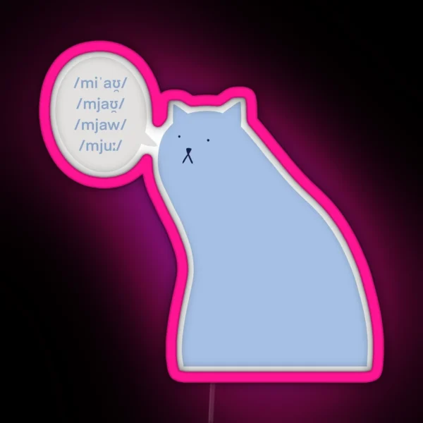 Linguistics Cat Meowing RGB Neon Sign