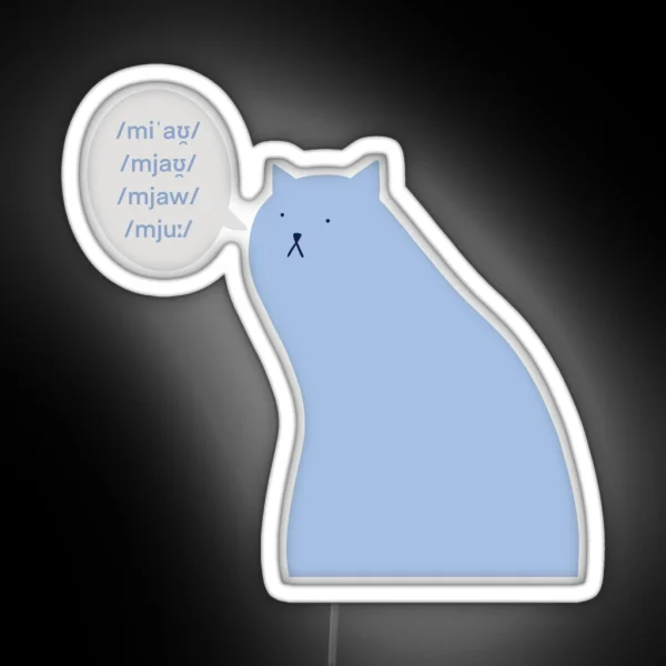 Linguistics Cat Meowing RGB Neon Sign