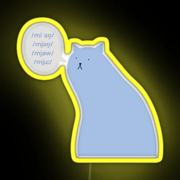 Linguistics Cat Meowing RGB Neon Sign