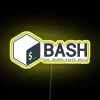 Colorful Linux Bash scripting on dynamic RGB neon digital display