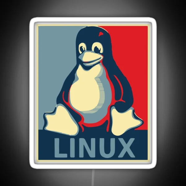 Linux Tux Penguin Obama Poster RGB Neon Sign
