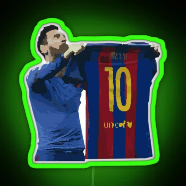 Lionel Messi Celebration RGB Neon Sign