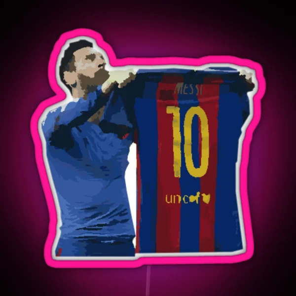 Lionel Messi Celebration RGB Neon Sign