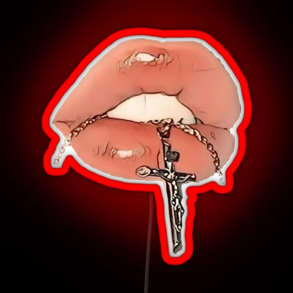Lips With Cross RGB Neon Sign