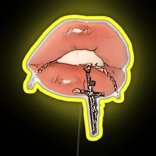 Lips With Cross RGB Neon Sign