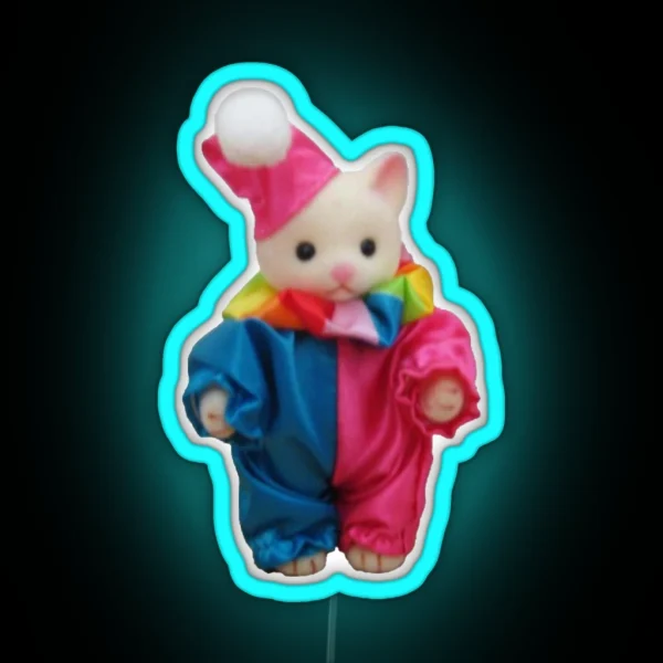 Little Clown Cat Calico Critter RGB Neon Sign