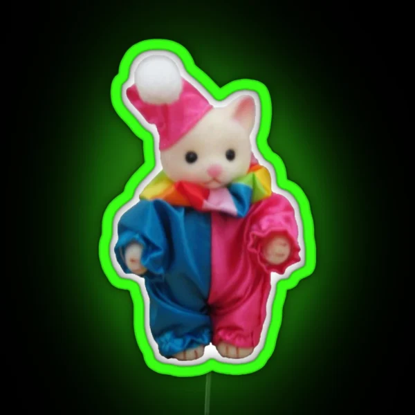 Little Clown Cat Calico Critter RGB Neon Sign