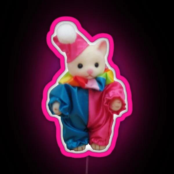 Little Clown Cat Calico Critter RGB Neon Sign