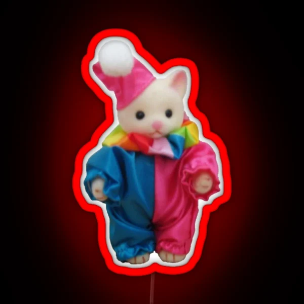 Little Clown Cat Calico Critter RGB Neon Sign