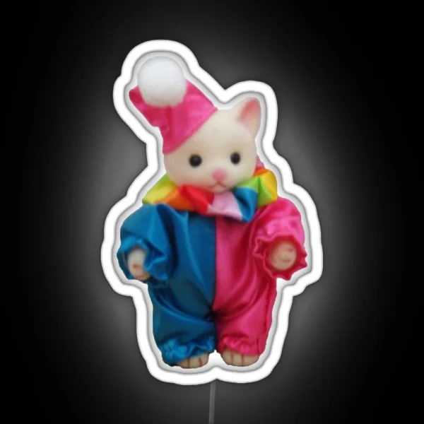 Little Clown Cat Calico Critter RGB Neon Sign