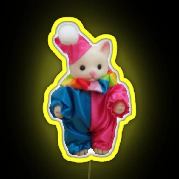 Little Clown Cat Calico Critter RGB Neon Sign