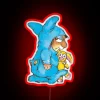 Vibrant colorful neon art decoration with little critter design