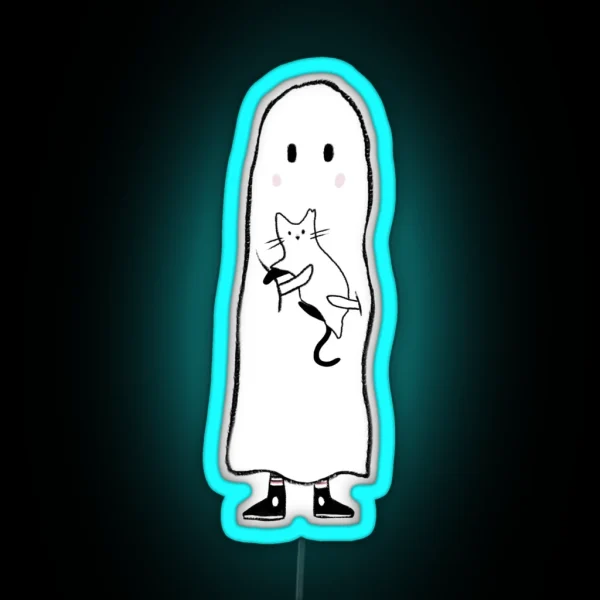 Little Ghost Adopts A Cat RGB Neon Sign